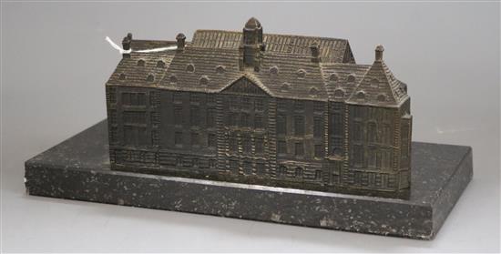 A bronze model of the Amsterdam Stock Exchange and three limited edition photographs of Stock Exchanges,